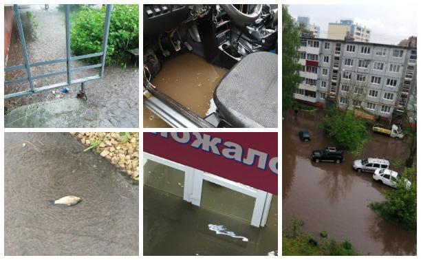 Потоп в Узловой: магазины и дворы под водой, по улицам плывут караси